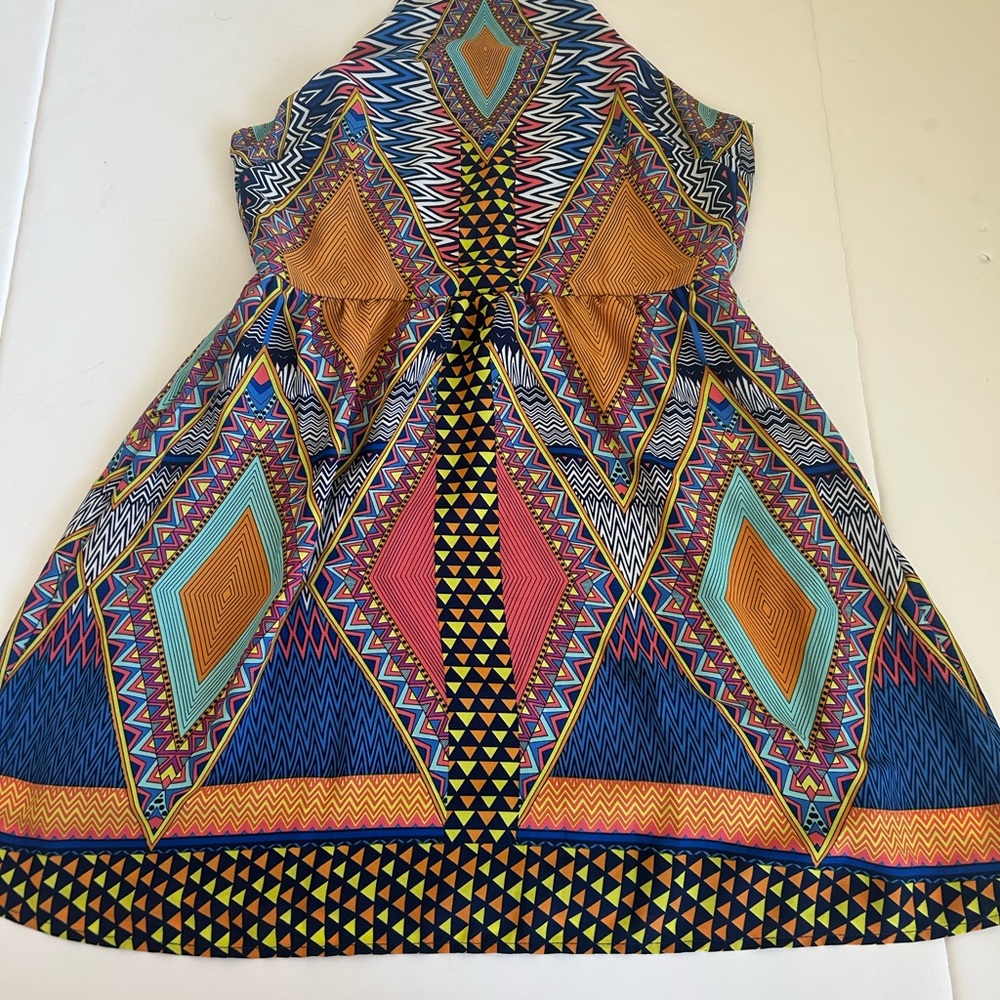 Gianni Bini Blue and Orange Mini Dress